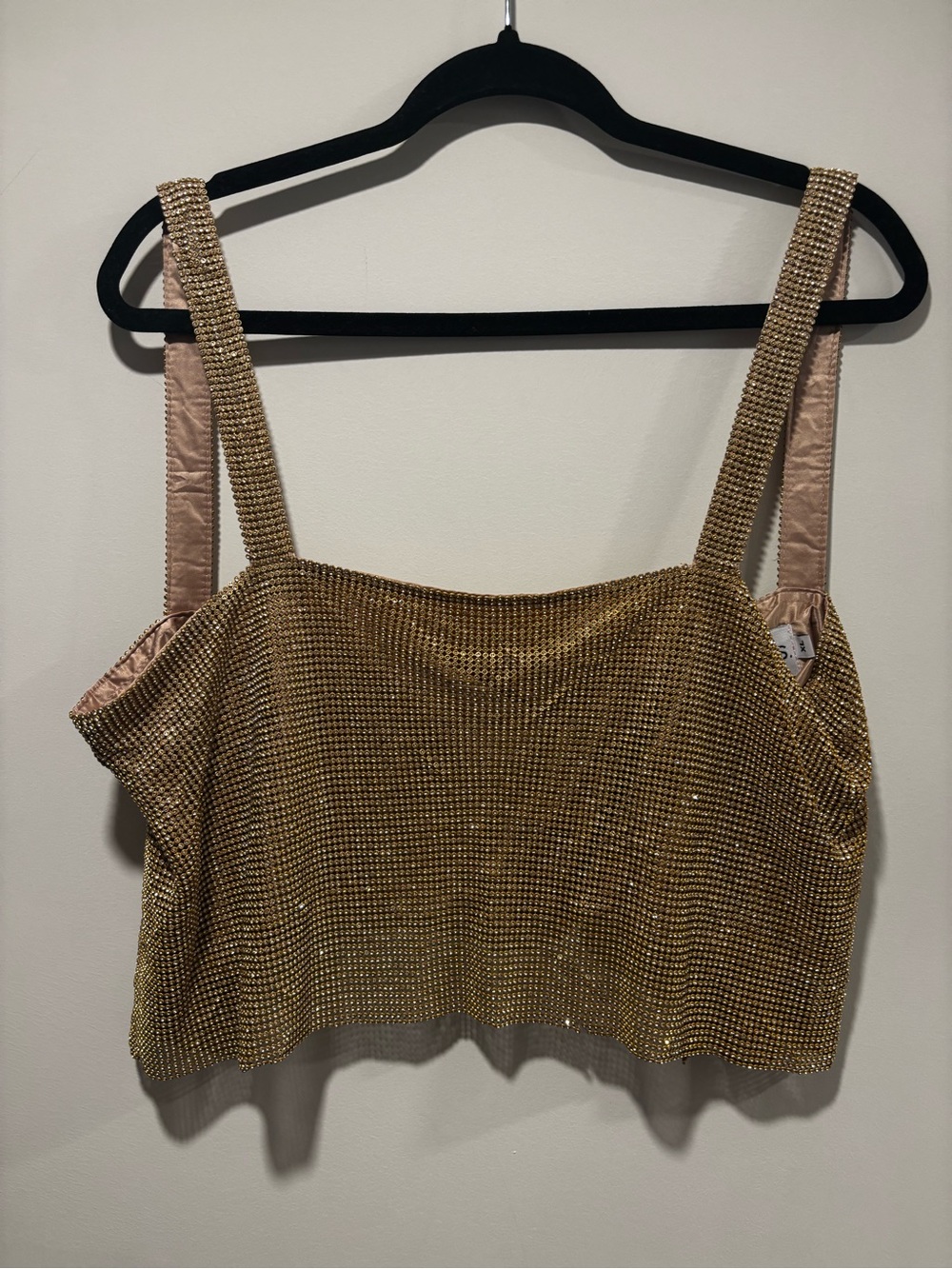 Gold Sequin Crop Tank Top - Women